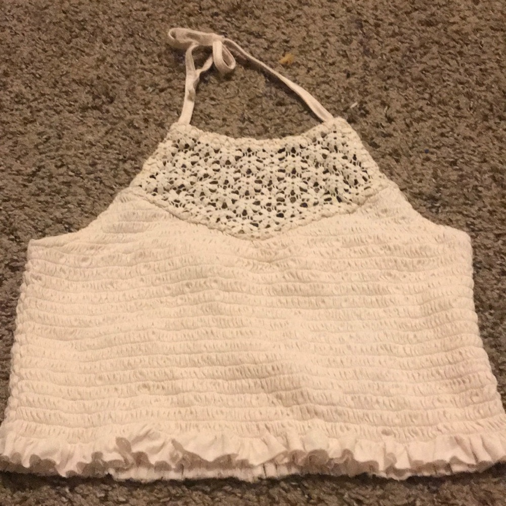 Cream lace crop top